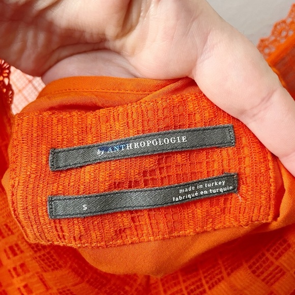 By Anthropologie Naranja Bright Orange Lace Maxi Dress Slip Small Beach Vacation - Picture 11 of 13